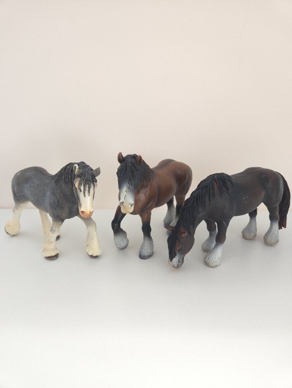 Vintage Schleich Horses Clydesdale Shire Mare Lot of 3